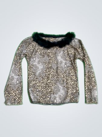 Via Appia Leopard Print Fur Collar Blouse