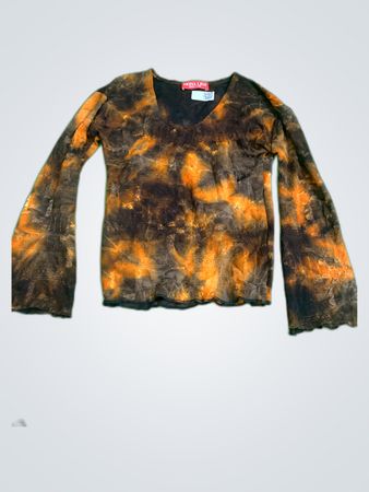 Mona Lisa Red Line Tie-Dye Long Sleeve Top