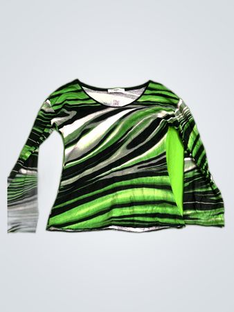 Green Striped Long Sleeve Top