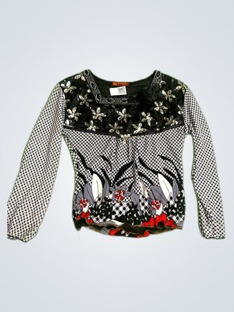 Yishididi Printed Embellished Blouse