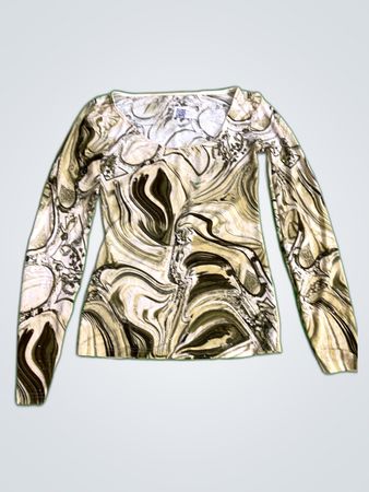 Long Sleeve Marble Print Top