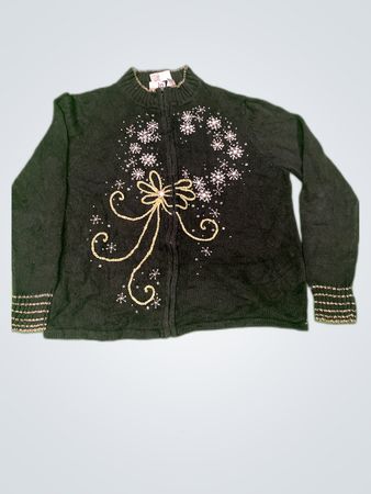 Kim Rogers Black Beaded Knit Cardigan