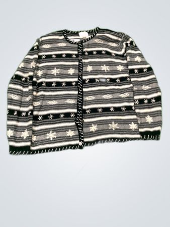 Christopher & Banks Snowflake Embroidered Knit Cardigan