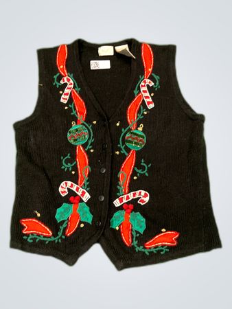 Kathy's Collection Black Christmas Knit Vest
