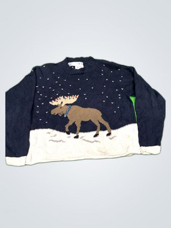 Christopher & Banks Embroidered Moose Sweater