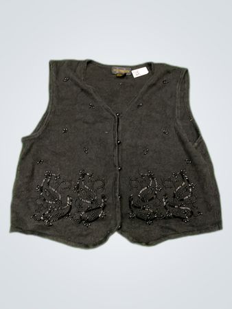 Requirements Black Beaded Knit Vest