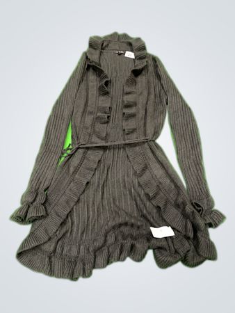 One Love Grey Ruffled Knit Cardigan