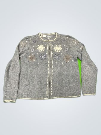Croft & Barrow Snowflake Zip Cardigan