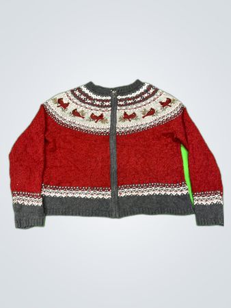 Croft & Barrow Red Fair Isle Zip Cardigan
