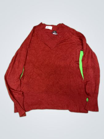 Takeout Red V-Neck Knit Sweater