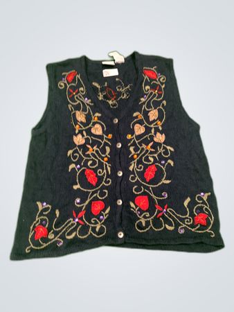 Bobbie Brooks Embroidered Knit Vest