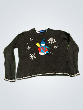 Karen Scott Black Snowman Knit Sweater