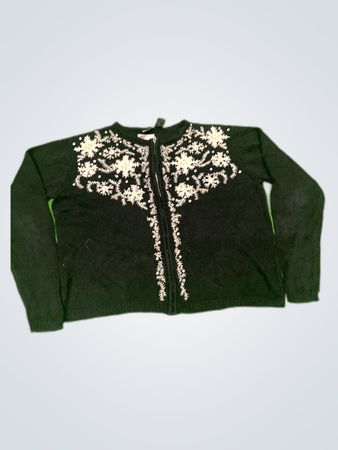 Erika Black Embroidered Knit Cardigan
