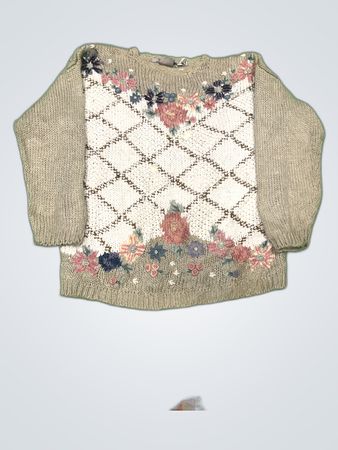 Huntington Ridge Hand-Knitted Floral Sweater