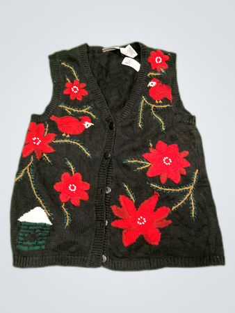 Capacity Embroidered Knit Cardigan Vest
