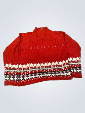 St. John's Bay Red Fair Isle Turtleneck Sweater