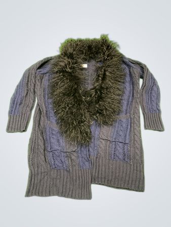 Unbranded Fur Trim Knit Cardigan