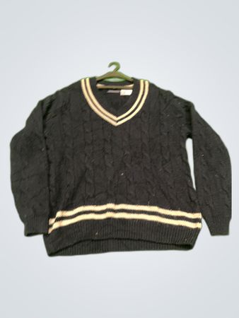 Brandy Melville Navy V-Neck Cable Knit Sweater