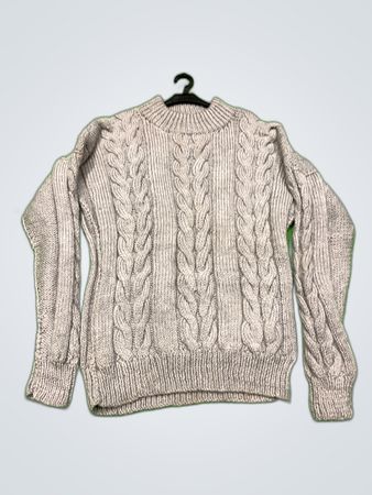 Grey Cable Knit Turtleneck Sweater