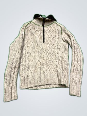 Energie Zip-Up Cable Knit Sweater with Fur Collar