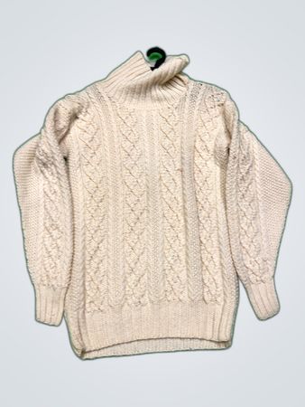 Unbranded Cream Cable Knit Turtleneck Sweater