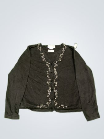 Joan Leslie Petite Black Long Sleeve Top