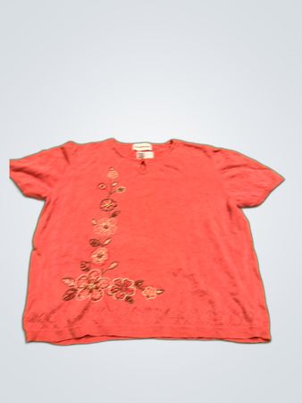 Alfred Dunner Floral Embroidered Knit Top