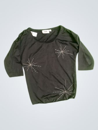 Halo Black Embroidered Sleeve Top