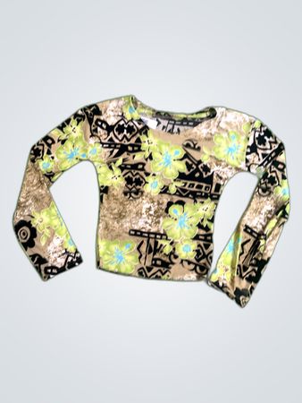 Zara Printed Long-Sleeve Blouse