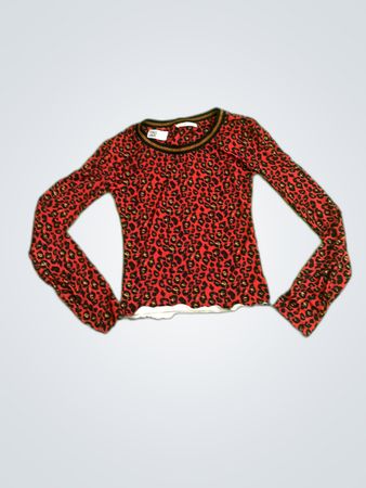 LC Waikiki Red Leopard Print Long Sleeve Top
