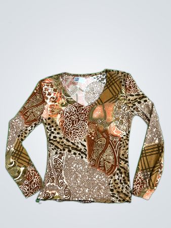 Mango Printed Long-Sleeve Blouse