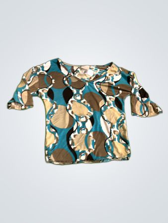 Blouse with Blue and Brown Pattern
