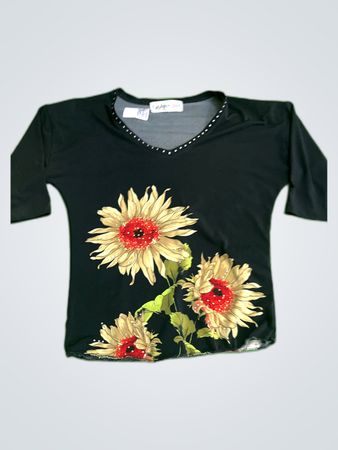 Fashion 00n Paris Black Floral Top