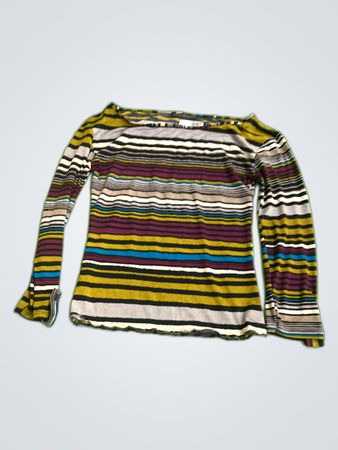 Cassis Collection Striped Off-Shoulder Knit Sweater