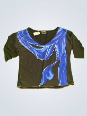 Julietta Black and Blue Rhinestone Blouse