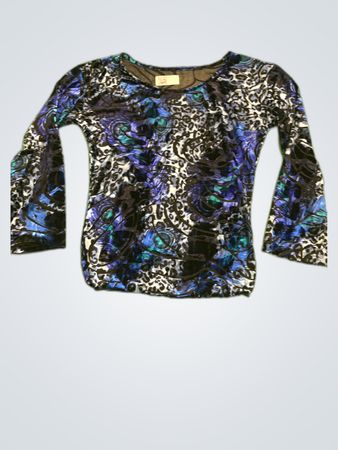 Blouse with Blue and Black Pattern