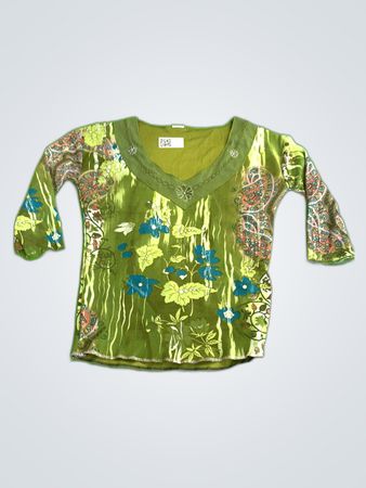 Green Floral Blouse