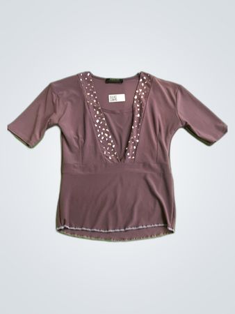 Forever by Michael Gold Sequin Trim Blouse