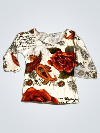 Blouse with Rose and Paisley Print