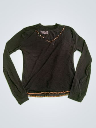 Unbranded Black Long Sleeve Embellished Top