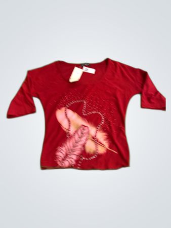 Jing Meng Red Printed Blouse