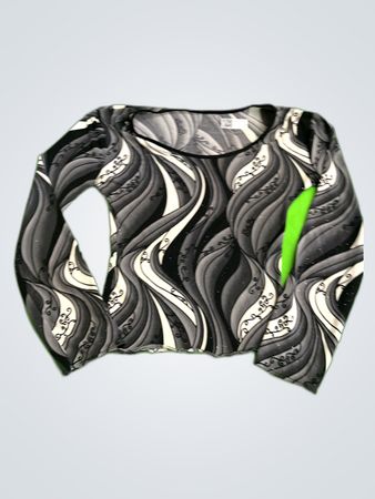 Long-Sleeve Top with Black and White Pattern