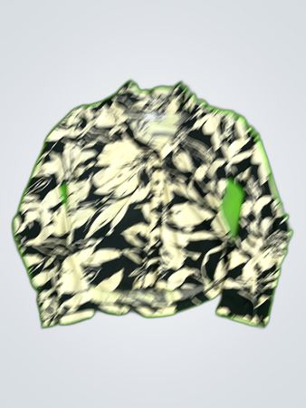 Unbranded Black and White Floral Print Long Sleeve Blouse