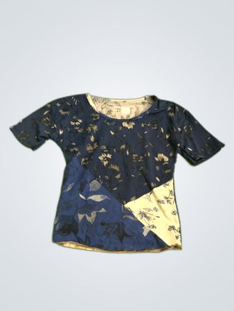 Blue Floral Patchwork T-Shirt