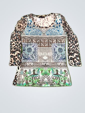 Airfield Long Sleeve Shirt with Animal Print and Bohemian Design