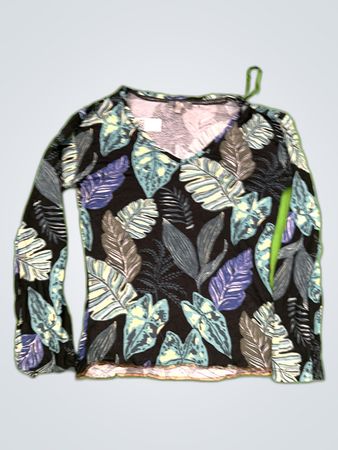 Long-Sleeved Tropical Print Top