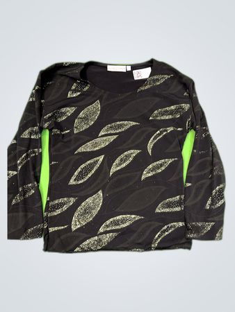 Your 6 Sense Black Shimmering Leaf Print Blouse