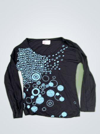 Unbranded Black Printed Long-Sleeve Blouse