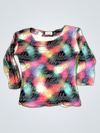 Long-Sleeve Multicolor Graphic Top