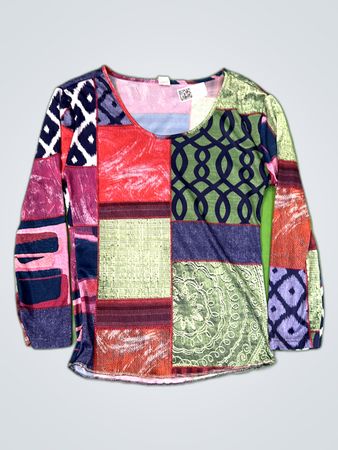 Mango Printed Patchwork Blouse
